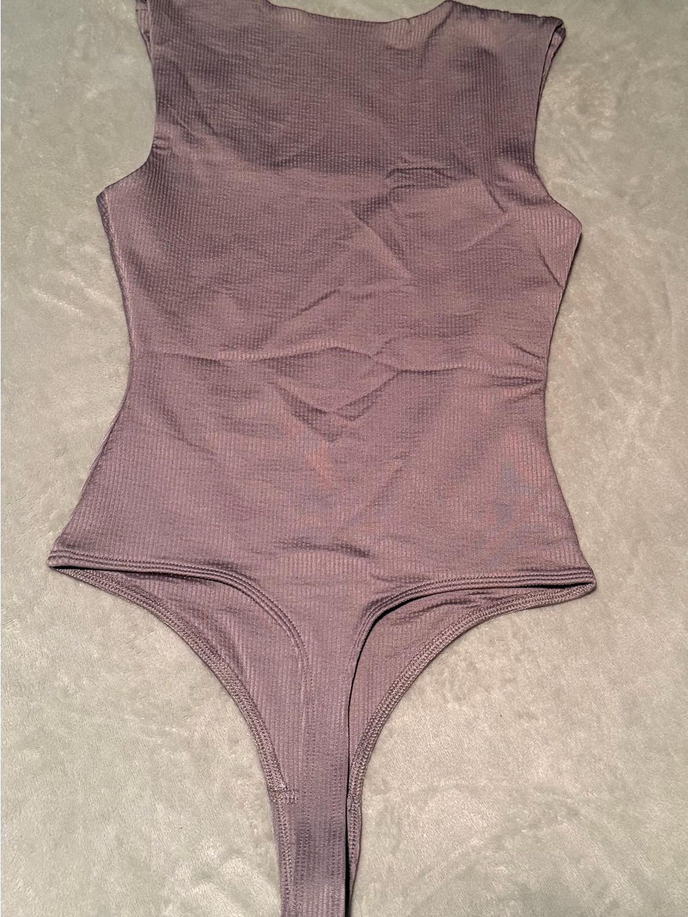 Ribbed Sleeveless One-Piece Bodysuit - Gray - Picture 4 of 4